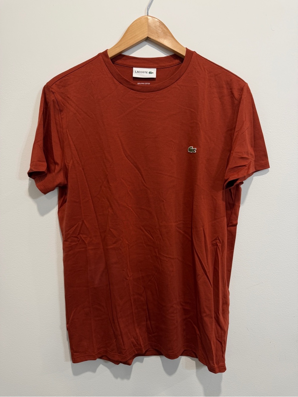 NWT Lacoste Men's 100% Pima Cotton Brown T-Shirt Size Small